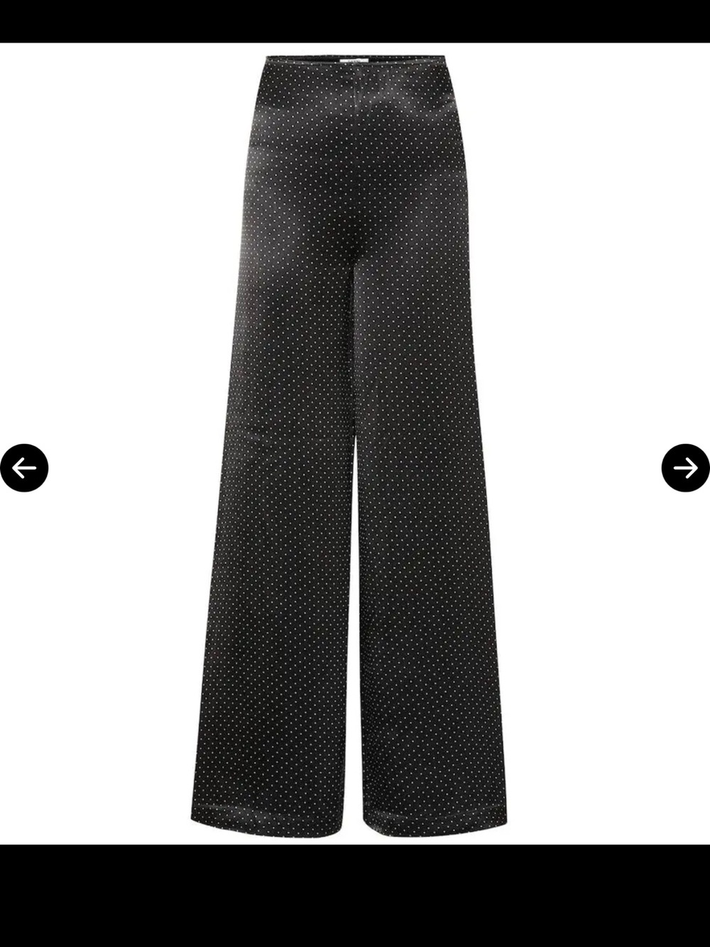 Ganni Black Satin Wide-Leg Polka Dot Pants